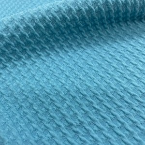 Blue Herringbone - Patterned Recycled Stretch Fabric